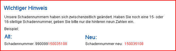 Neue-Schadennummer