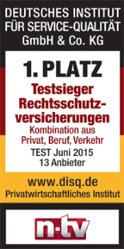 1. Platz für ÖRAG Rechtsschutzversicherung ntv Testsieger ORAG